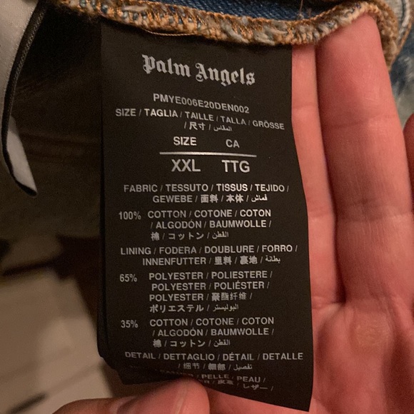 Brand New. Never Worn. Men’s XXL Palm Angels light blue denim trucker jacket. - Picture 7 of 8